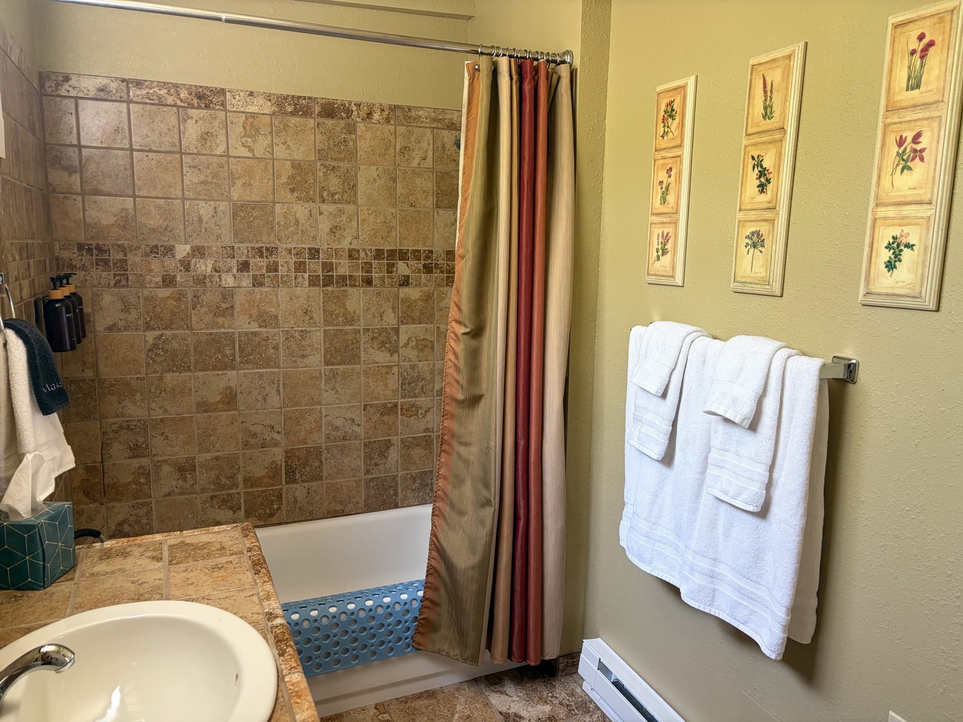 Tile shower and tub inside The Cottage